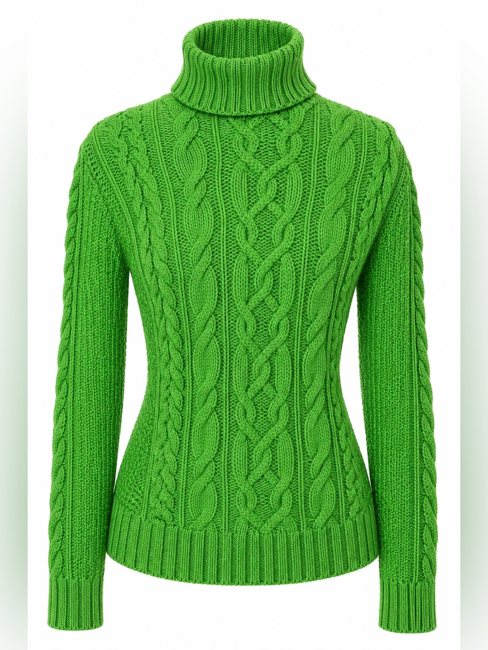 Ralph Lauren Cable Knit Turtleneck Sweater – Bright Green